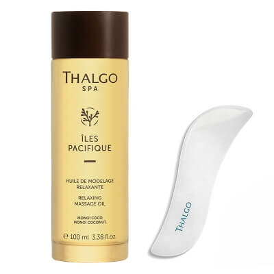 Thalgo Relaxing Massage ZESTAW Olejek do masażu 100 ml + Płytka do masażu twarzy gua sha 1 szt GRATIS