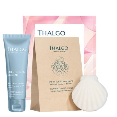 Thalgo SOS Soothing Set ZESTAW Łagodząca maska SOS 50 ml + Maska łagodząco - odżywcza 1 szt + Gąbka konjac do mycia twarzy 1 szt GRATIS