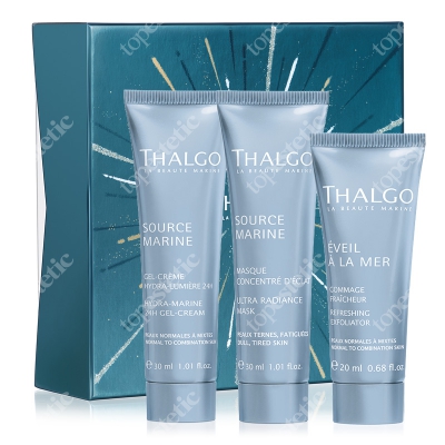 Thalgo Source Marine Discovery Kit 2019 ZESTAW Krem-żel 30 ml + Odświeżający peeling 20 ml + Rozświetlająco-odmładzająca maska 30 ml