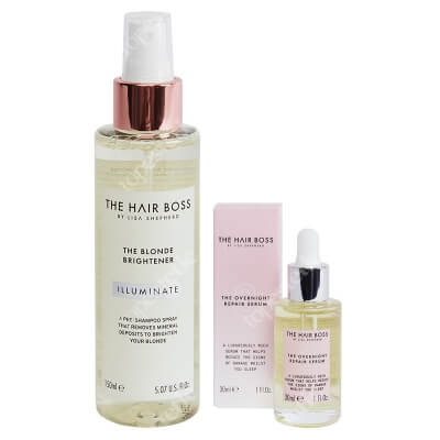 The Hair Boss Odbudowa i Pielęgnacja ZESTAW Serum odbudowujące na noc 30 ml + Rozświetlacz do włosów blond 150 ml