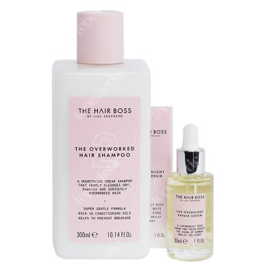 The Hair Boss Overworked + Overnight Repair ZESTAW Szampon do włosów przeciążonych 300 ml + Serum odbudowujące na noc 30 ml