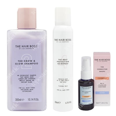 The Hair Boss The Hair Boss Set ZESTAW Kropelki korygujące kolor blond 50 ml + Szampon 300 ml + Termoochronny lakier do włosów 200 ml