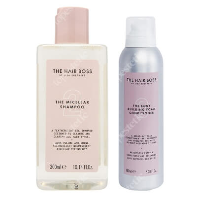 The Hair Boss The Micellar Shampoo + Body Building Foam Conditioner ZESTAW Szampon 300 ml + Odżywka w piance budująca objętość 180 ml