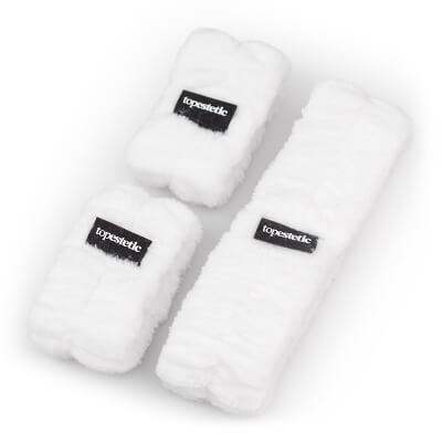 Topestetic (R) Zestaw Opasek Do Mycia Twarzy Topestetic Opaska na nadgarstek 2 szt + Opaska na głowę 1 szt