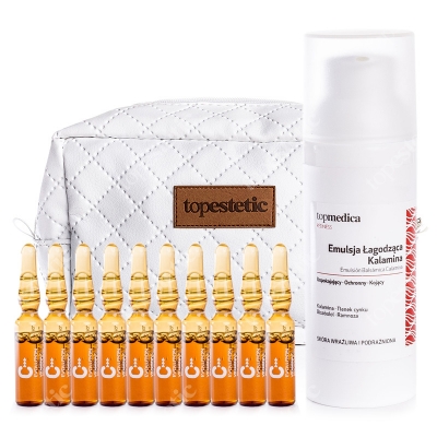 topmedica Emulsion Balsamica Calamina + Vitamina C - Resveratrol + Kosmetyczka ZESTAW Emulsja Łagodząca Kalamina 50 ml + Witamina C - Resweratrol 10 x 2ml + Kosmetyczka