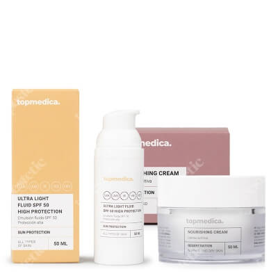 topmedica Odbudowa i Ochrona ZESTAW Krem odbudowujący z betainą do cery suchej i normalnej 50 ml + Ultralekki fluid chroniący przed promieniowaniem UVA ,UVB, IR, HEV 50 ml