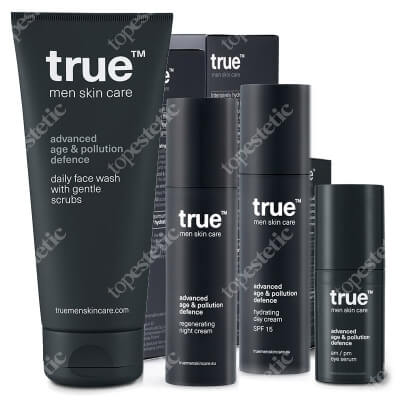 True Simple Daily Skin Care Routine ZESTAW Nawilżający żel do mycia twarzy 200 ml + Regenerujący krem na noc 50 ml + Nawilżający krem na dzień dla mężczyzn 50 ml + Serum pod oczy 20 ml