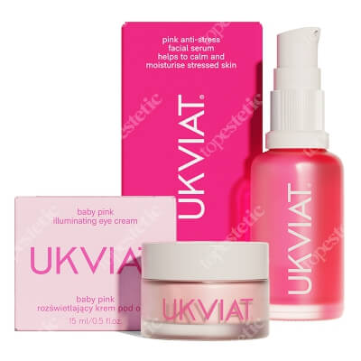 Ukviat Pink Care ZESTAW Wycisza i nawilża skórę twarzy 30 ml + Rozświetlający krem pod oczy 15 ml