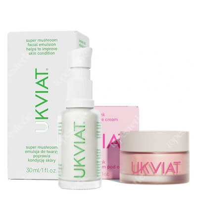 Ukviat Pink Mushroom ZESTAW Rozświetlający krem pod oczy 15 ml + Emulsja do twarzy - poprawia kondycje skóry 30 ml