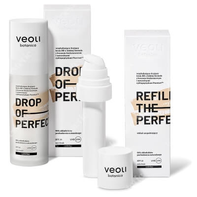 Veoli Botanica Drop of Perfection Fair + Refill ZESTAW Wygładzająco-kryjący krem BB o lekkiej formule z kwasem hialuronowym (kolo fair 1) 30 ml + uzupełnienie 30 ml