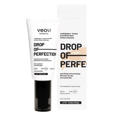 Veoli Botanica Drop of Perfection Wygładzająco-kryjący krem BB o lekkiej formule z kwasem hialuronowym (kolor Golden Beige 3.0 W) 30 ml