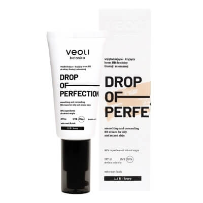 Veoli Botanica Drop of Perfection Wygładzająco-kryjący krem BB o lekkiej formule z kwasem hialuronowym (kolor Ivory 1.5 N) 30 ml