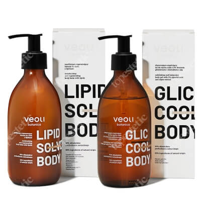 Veoli Botanica Glic Cool and Lipid Solve Body ZESTAW Złuszczająco - regulujący żel do mycia ciała 280 ml + Nawilżająco - regenerujący balsam do ciała z lipidami 290 ml