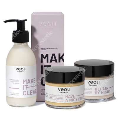 Veoli Botanica Ritual Box - Beauty Must Haves ZESTAW Mleczna emulsja oczyszczająca do twarzy 200 ml + Krem do twarzy na dzień 60 ml + Krem do twarzy na noc 60 ml