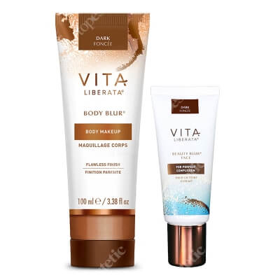 Vita Liberata Beauty Blur Face + Body Blur Flawless Finish ZESTAW Tonujący krem do twarzy 30 ml (kolor latte dark) + Zmywalny make-up do ciała 100 ml (kolor dark)