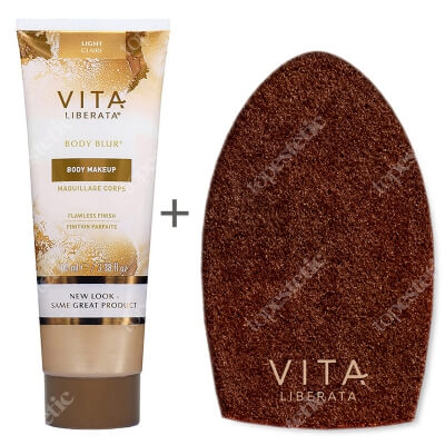 Vita Liberata Body Blur Flawless Finish + Dual Sided Luxury Velvet Tanning Mitt ZESTAW Zmywalny make-up do ciała 100 ml (kolor light) + Dwustronna rękawica do aplikacji 1 szt