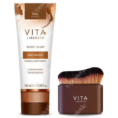 Vita Liberata Body Tanning Brush + Body Blur Flawless Finish ZESTAW Pędzel do aplikacji samoopalacza i bronzera 1 szt + Zmywalny make-up do ciała 100 ml (kolor dark)