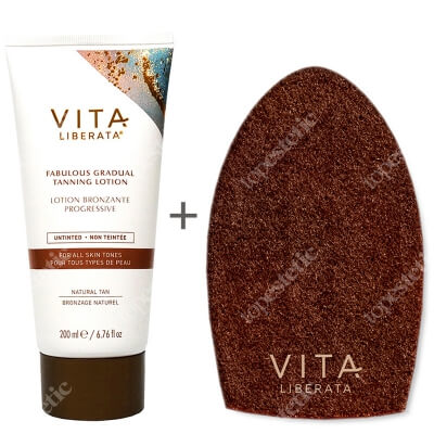 Vita Liberata Fabulous Gradual Tanning Lotion + Dual Sided Luxury Velvet Tanning Mitt ZESTAW Balsam do ciała stopniowo samoopalający 200 ml (kolor medium) + Dwustronna rękawica do aplikacji 1 szt