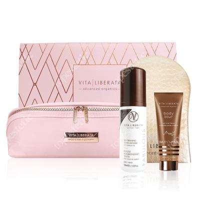 Vita Liberata Vita Liberata Set 6 ZESTAW Rękawiczka do aplikacji + Pianka samoopalająca - odcień ciemny 100 ml + Bronzer do ciała - kolor Latte 50 ml