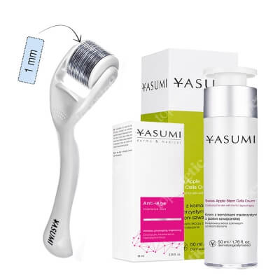 Yasumi Anti Age Intensive Care Set ZESTAW Roller o dł. 1 mm + Serum z kwasem ferulowym i witaminą C 10 ml + Krem z komórkami macierzystymi 50 ml