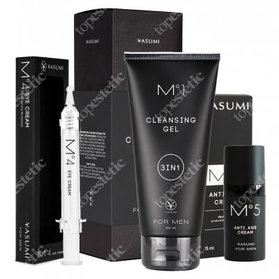 Yasumi Anti Age Men Box ZESTAW Wielozadaniowy żel oczyszczający 150 ml + Męski krem pod oczy 10 ml + Męski krem przeciwzmarszczkowy 15 ml