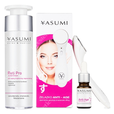 Yasumi Anti Age Platinum ZESTAW Krem z retinolem 50 ml + Serum z kwasem ferulowym i wit. C 10 ml + Żelazko do zmarszczek 1 szt.