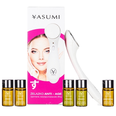 Yasumi Anti-aging - Saisei ZESTAW Żelazko Anti-Age + Ampułka z efektem jadu żmii 2x3 ml + Ampułka z witaminą C 2x3 ml + Ampułka Koenzym Q10 3 ml