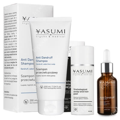 Yasumi Anti Dandruff Trio ZESTAW Peeling 50 ml + Szampon przeciwłupieżowy 200 ml + Preparat przeciwłupieżowy 30 ml