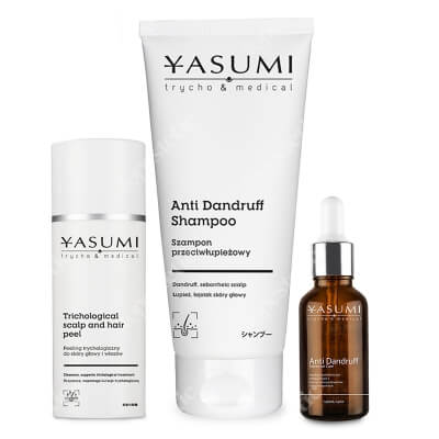 Yasumi Anti Dandruff Trio ZESTAW Peeling 50 ml + Szampon przeciwłupieżowy 200 ml + Preparat przeciwłupieżowy 30 ml