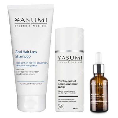 Yasumi Anti Hair Loss Trio ZESTAW Maska trychologiczna 100 ml + Szampon przeciw wypadaniu włosów 200 ml + Serum przeciw wypadaniu włosów 30 ml