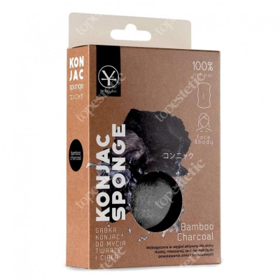 Yasumi Bambo Charcoal Konjac Sponge L Gąbka do mycia twarzy i ciała z aktywnym węglem L