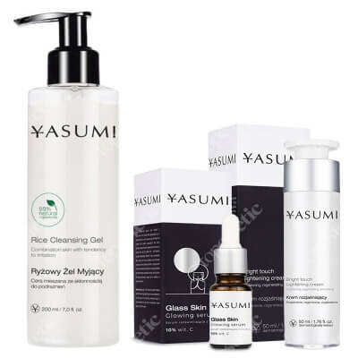 Yasumi Bright Touch Set ZESTAW Serum rozświetlające 10 ml + Krem na przebarwienia 50 ml + Żel do twarzy z ryżem 200 ml