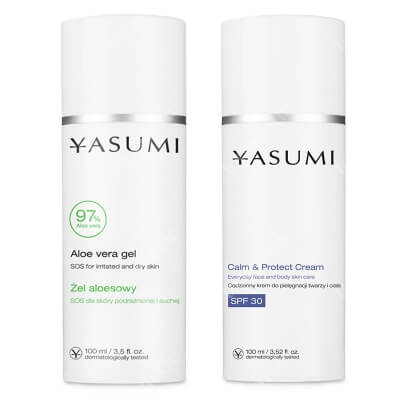 Yasumi Calm and Protect Set ZESTAW Krem ochronny z filtrem SPF 30 100 ml + Łagodzący żel aloesowy 100 ml