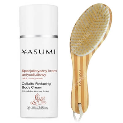 Yasumi Cellulite Reducing Body Cream + Bamboo Brush ZESTAW Antycellulitowy krem do ciała 100 ml + Szczotka bambusowa