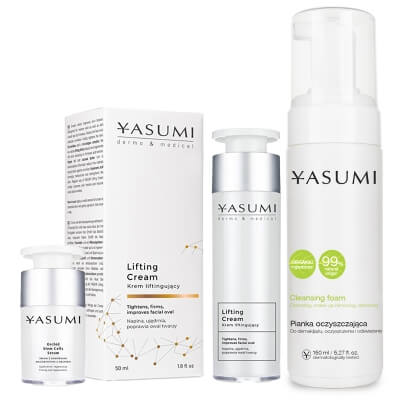 Yasumi Cleansing Foam + Orchid Stem Cells Serum + Lifting Cream ZESTAW Pianka do demakijażu 150 ml + Ujędrniające serum przeciwzmarszczkowe 15 ml + Specjalistyczny krem liftingujący 50 ml