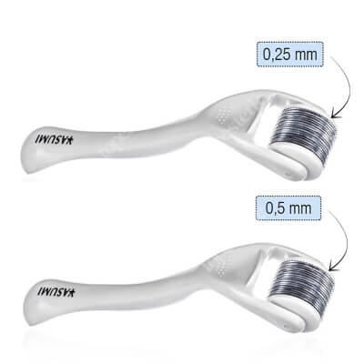 Yasumi Derma Roller Yasumi Titanium 0,5 mm + 0,25 mm ZESTAW Roller do twarzy z tytanowymi igłami o dł. 0,50 mm + Roller do twarzy z tytanowymi igłami o dł. 0,25 mm