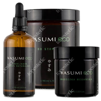 Yasumi Eco Box ZESTAW Krem od stóp do głów 180 ml + Maseczka wegańska 60 ml + Ekoeliksir 100% naturalny 100 ml