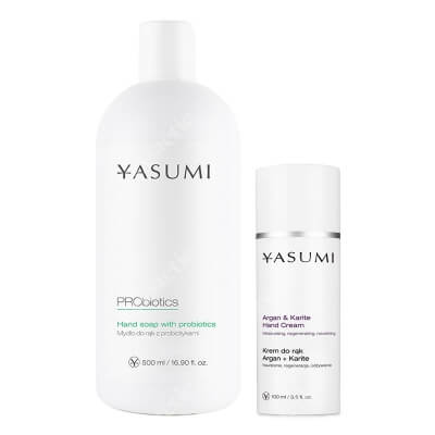 Yasumi Hand Soap With Probiotics + Hand Cream ZESTAW Mydło do rąk z probiotykami 500 ml + Krem do rąk z olejkiem arganowym 100 ml
