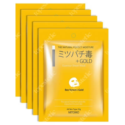 Yasumi Mitomo Bee Venom + Gold Essence Mask Japońska maska do twarzy w płachcie z jadem pszczelim i złotem 5 szt