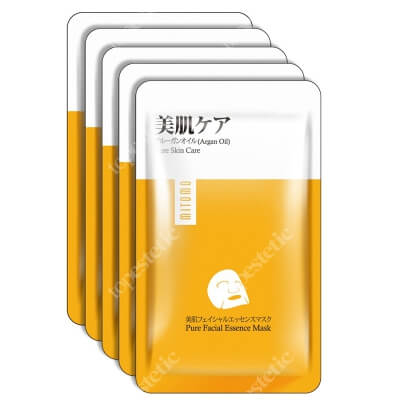 Yasumi Mitomo Premium Pure Face Mask ZESTAW Japońska maska do twarzy w płachcie z olejem arganowym i ekstraktem z kwiatu wiśni japońskiej 5 szt