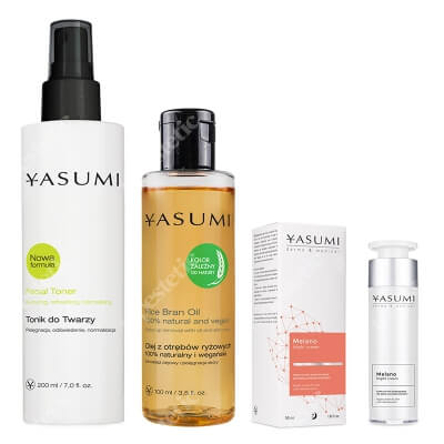 Yasumi Nocne Rozjaśnienie ZESTAW Tonik 200 ml + Ryżowy olejek do demakijażu 100 ml + Rozjaśniająco–ochronny krem na noc 50 ml