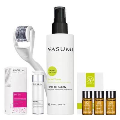 Yasumi Pielęgnacja Przeciwstarzeniowa ZESTAW Ampułka 3 ml x 3 + Roller dł. 0,50 mm + Tonik 200 ml + Krem z retinolem 50 ml