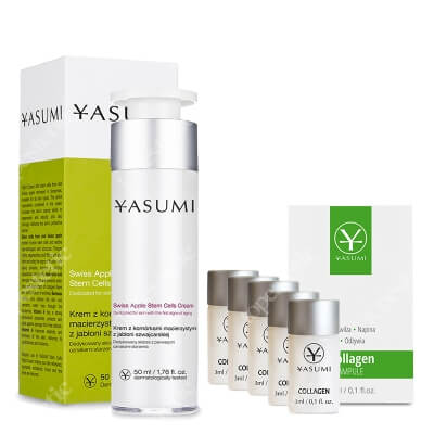 Yasumi Prewencja Przeciwstarzeniowa ZESTAW Ampułka z kolagenem 3 ml x 5 + Krem z komórkami macierzystymi 50 ml