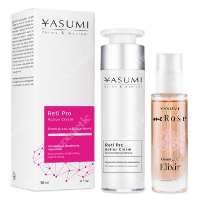Yasumi Reti Pro Action Cream + meRose Genotyp C Elixir ZESTAW Krem przeciwzmarszczkowy z retinolem 50 ml + Serum z olejkiem różanym 30 ml