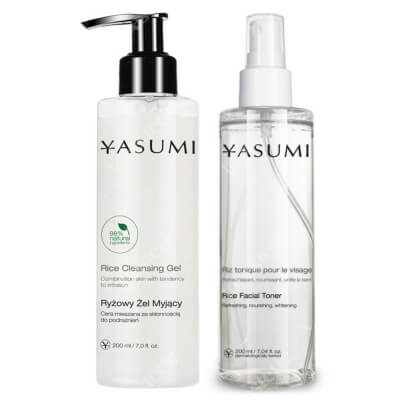 Yasumi Rice Cleansing Gel + Rice Facial Toner ZESTAW Żel do twarzy z ryżem 200 ml + Ryżowy tonik do twarzy 200 ml