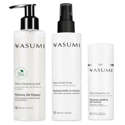 Yasumi Rice Cleansing Set ZESTAW Żel 200 ml + Peeling 100 ml + Tonik 200 ml