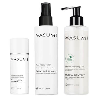 Yasumi Rice Cleansing Set ZESTAW Żel 200 ml + Peeling 100 ml + Tonik 200 ml