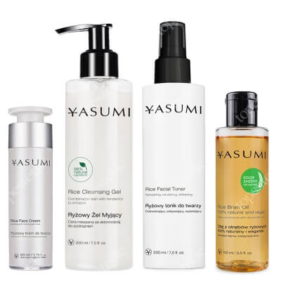 Yasumi Rice Full Care ZESTAW Olejek do demakijażu 100 ml + Żel do mycia 200 ml + Tonik 200 ml + Krem 50 ml