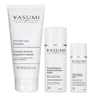 Yasumi Shampoo + Peel + Mask ZESTAW Szampon zapobiegający wypadaniu włosów 200 ml + Peeling 50 ml + Maska 100 ml