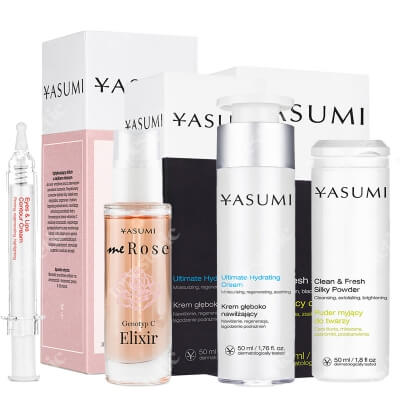 Yasumi Smoothing and Moisturizing Set ZESTAW Oczyszczający proszek 50 ml + Serum 30 ml + Krem pod oczy 10 ml + Krem z kolagenem 50 ml